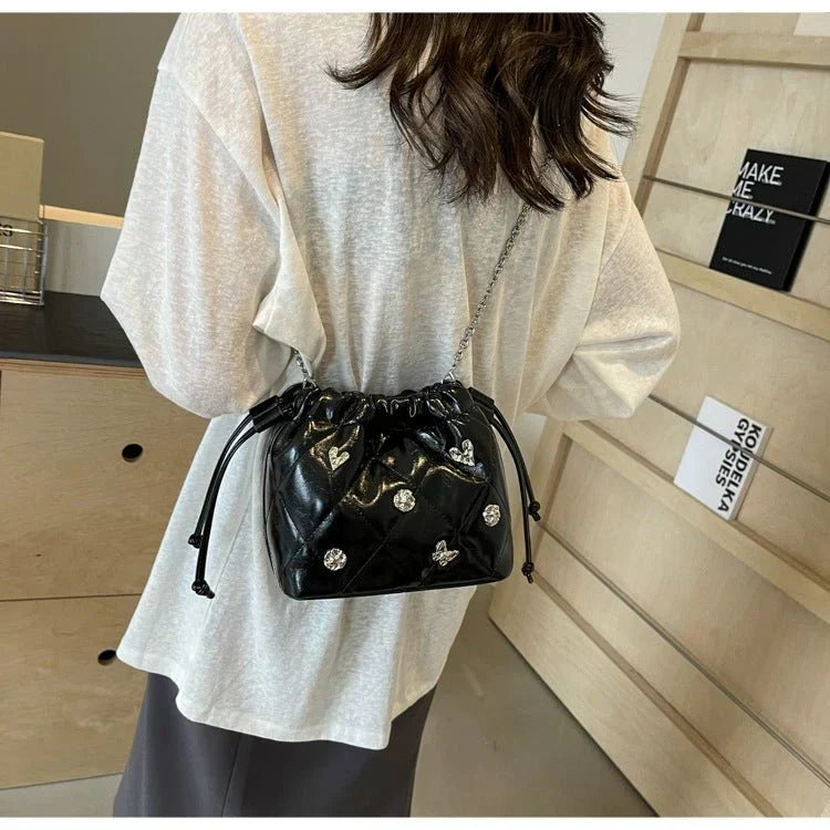 Chain Kafuu Diamond Fashion Shoulder Crossbody Mini Bucket Bag